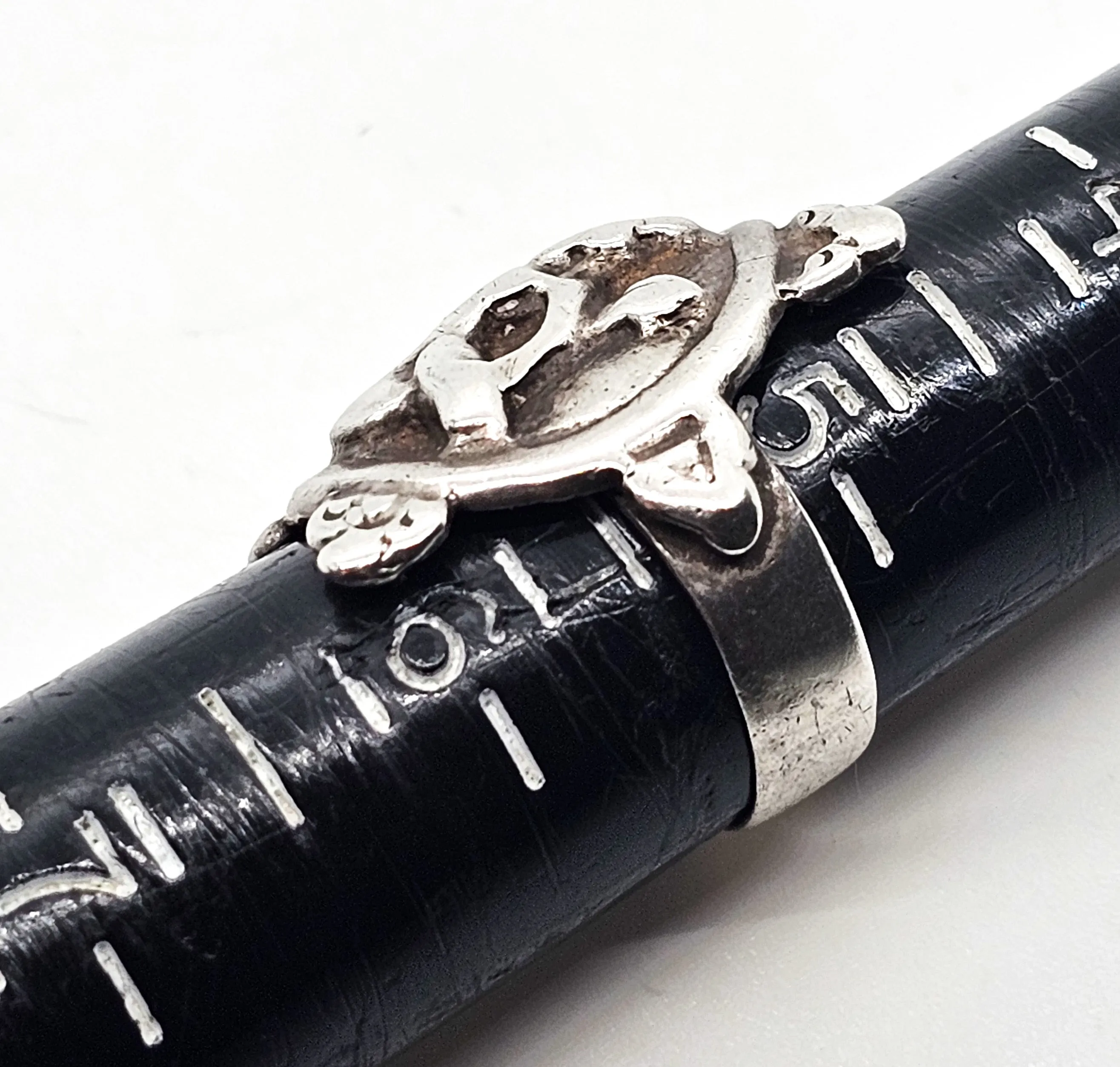 Trimurti Hindu God Brahma prayer vintage sterling silver ring size 5.5