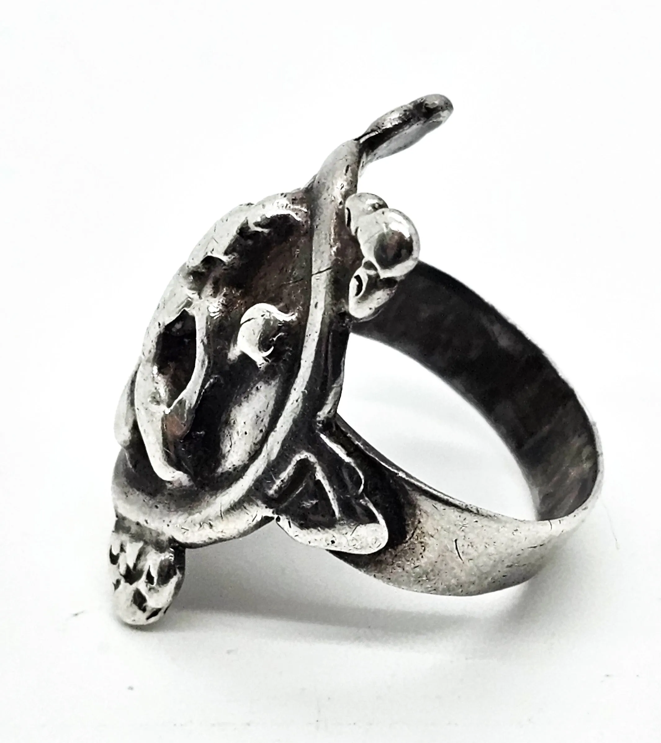 Trimurti Hindu God Brahma prayer vintage sterling silver ring size 5.5