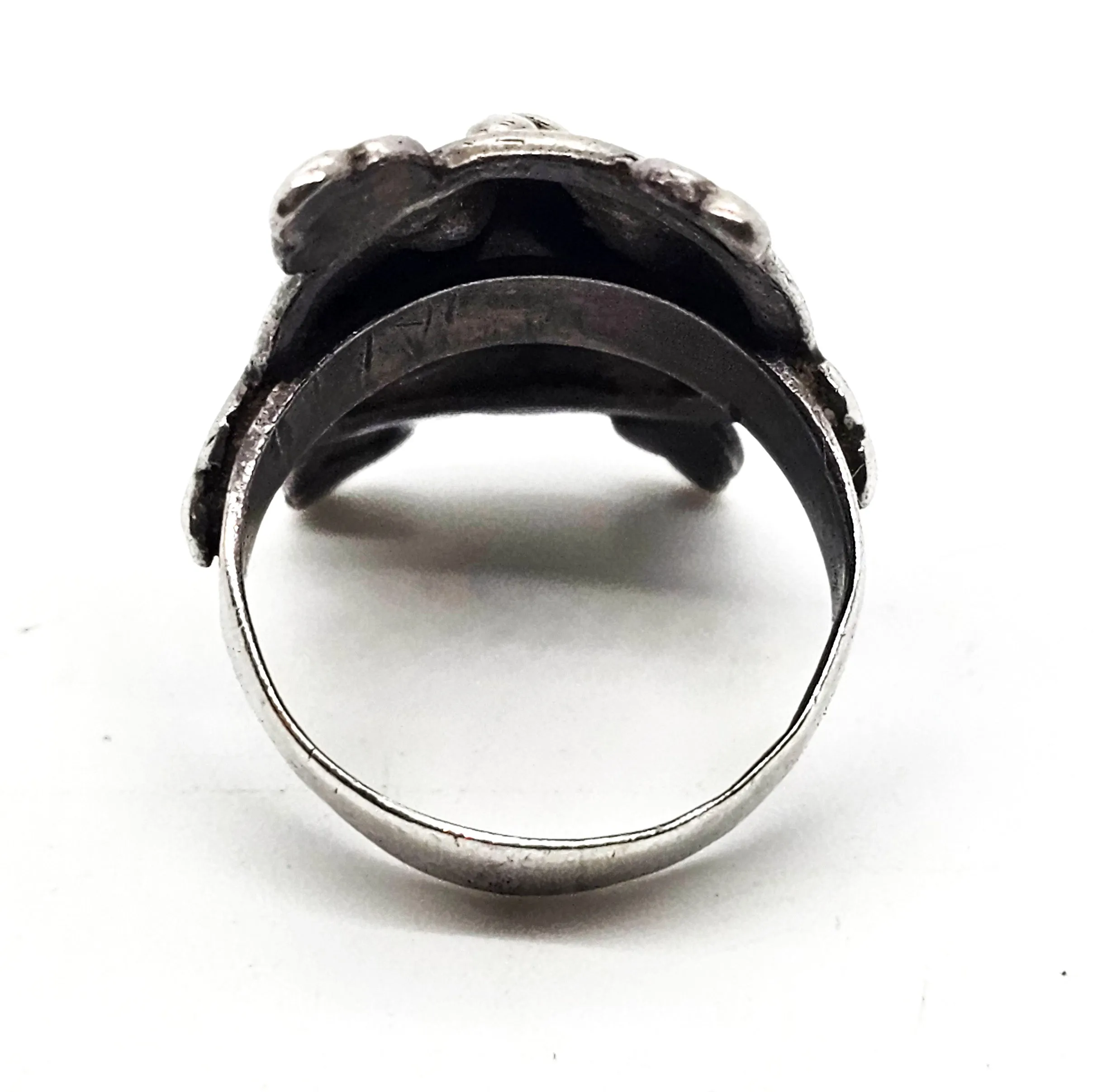 Trimurti Hindu God Brahma prayer vintage sterling silver ring size 5.5