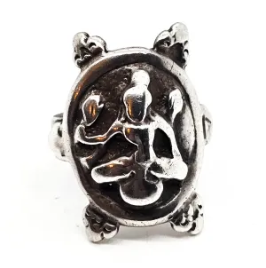 Trimurti Hindu God Brahma prayer vintage sterling silver ring size 5.5