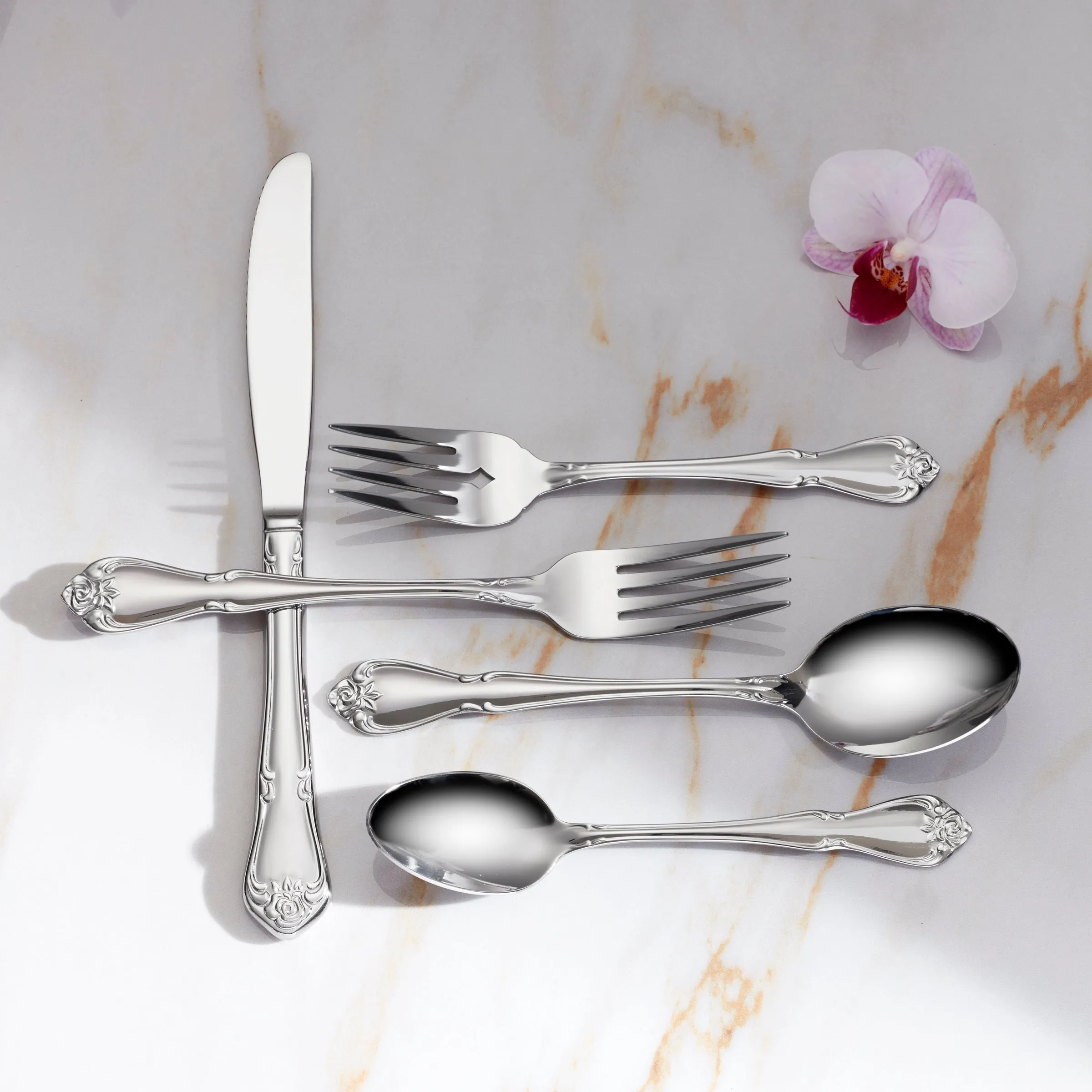 True Rose 20 Piece Everyday Flatware Set