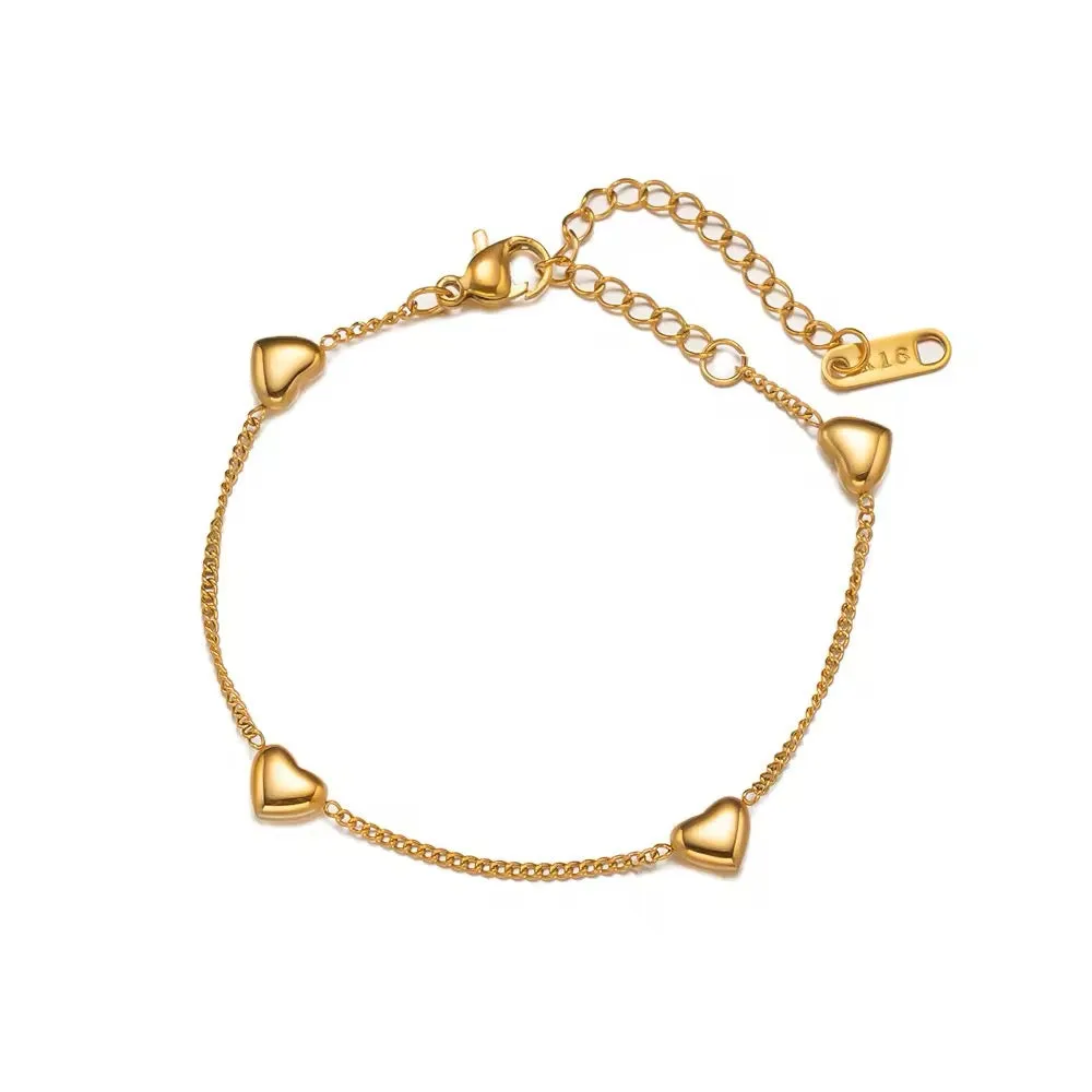 Upscale Minimal Love Heart Charm Chain Bracelet