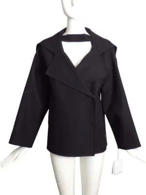 VALENTINO- NWT Black Hooded Wool Coat, Size 2