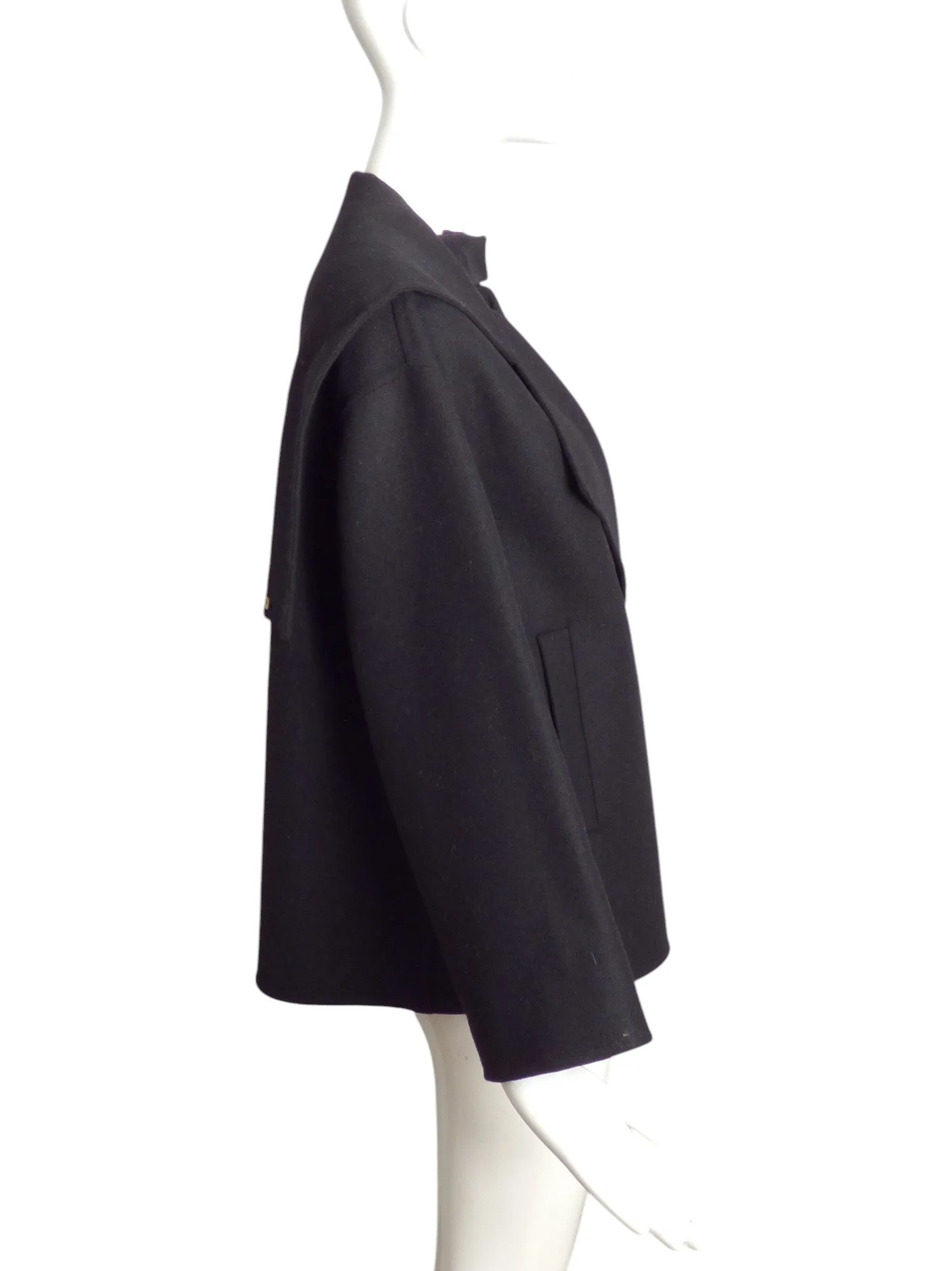 VALENTINO- NWT Black Hooded Wool Coat, Size 2