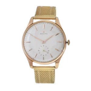Vintage 1960'S Zenith 18KT Gold Watch 38mm