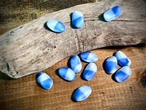 Vintage Austrian Glass—Blue with Light Blue Flat Nugget Glass Bead—22mm x 14mm