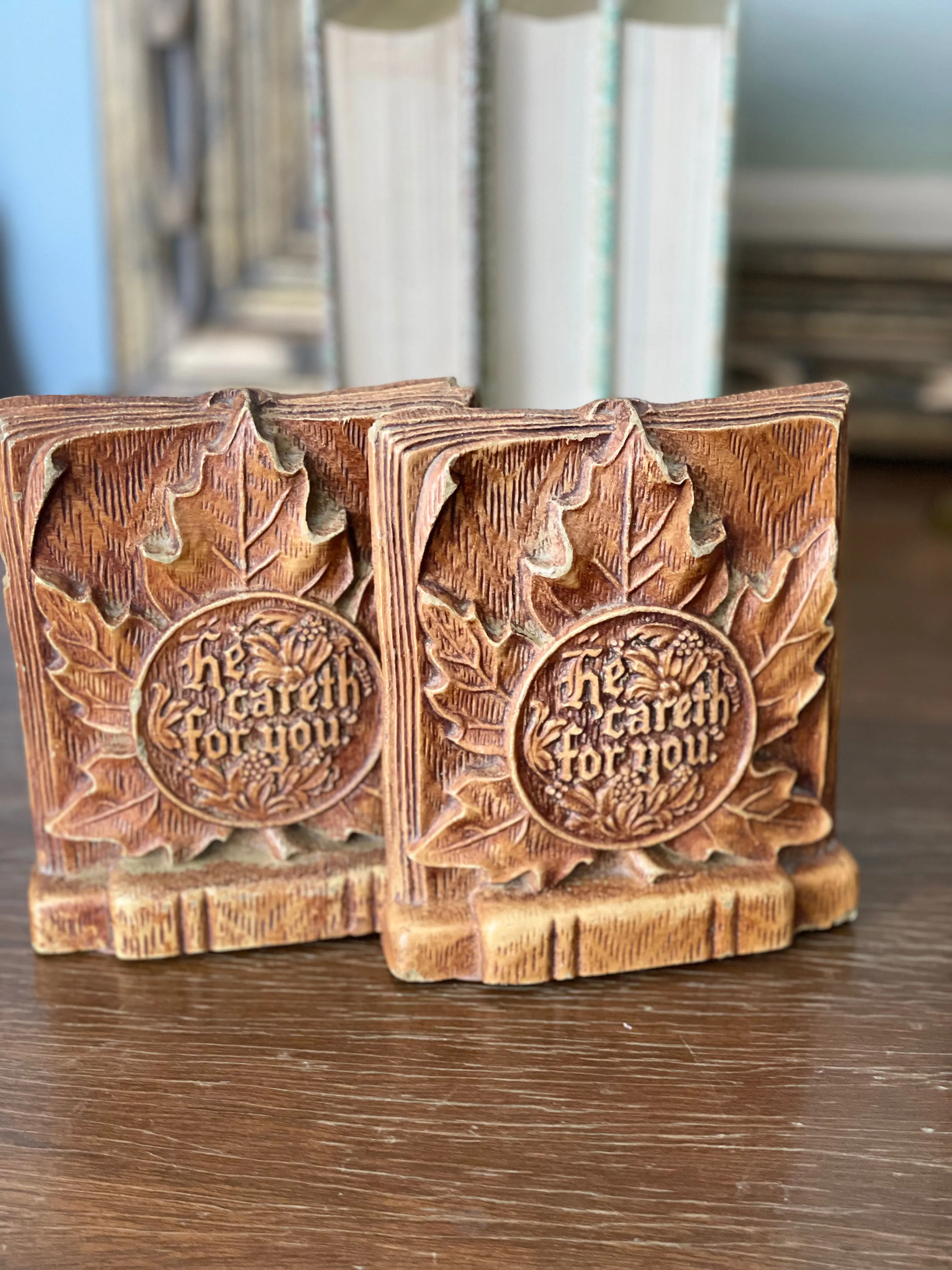 Vintage Bookends “He careth for you”