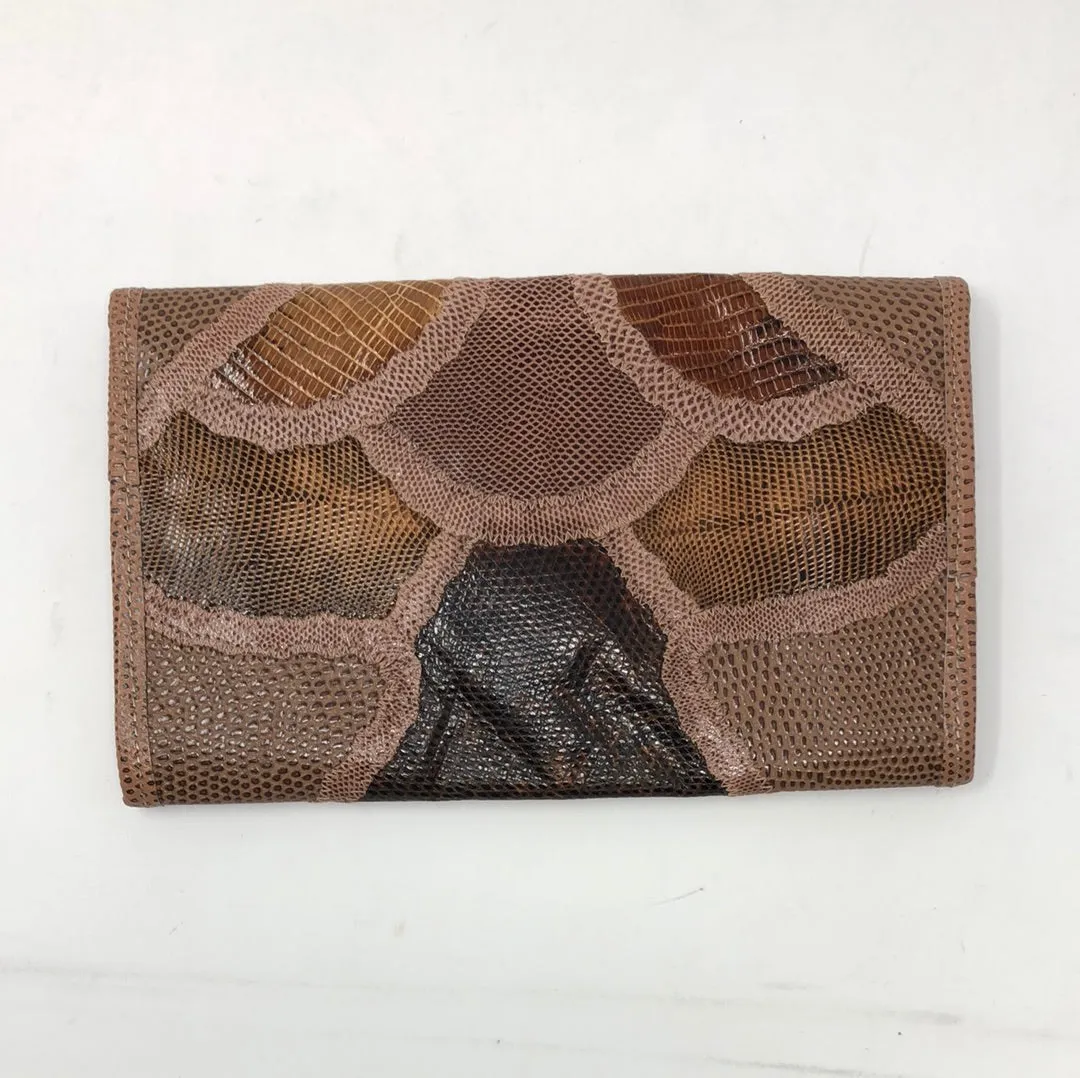 Vintage: Carlos Falchi Mini Falp Exotic Snakeskin Browns Clutch