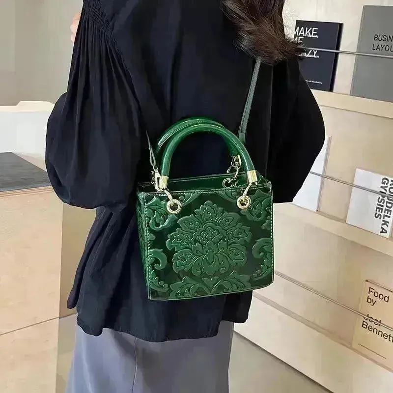 Vintage Embossed Floral Handbag
