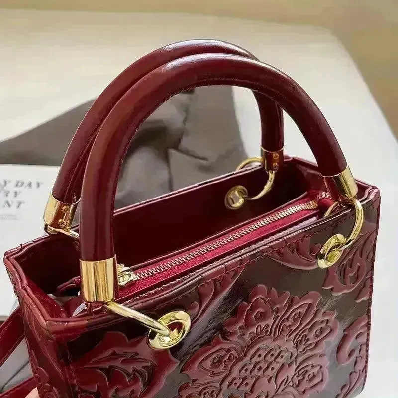 Vintage Embossed Floral Handbag