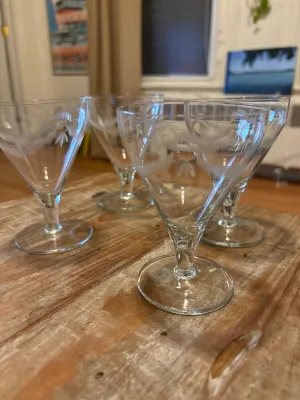 Vintage etched stemware  - set of 4
