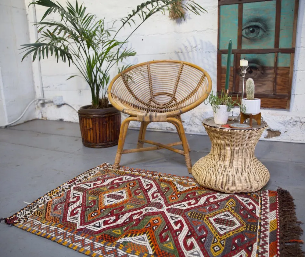 Vintage Mersin Mut Cicim Kilim Rug 2.6ftx3.10ft