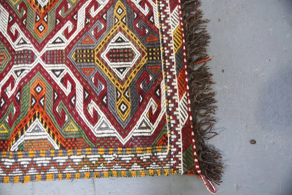 Vintage Mersin Mut Cicim Kilim Rug 2.6ftx3.10ft