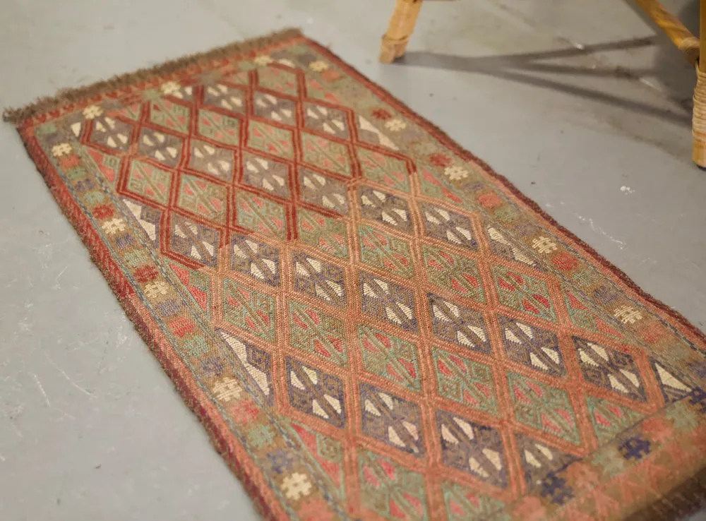 Vintage Mini Turkish Kilim Rug 20"x40"