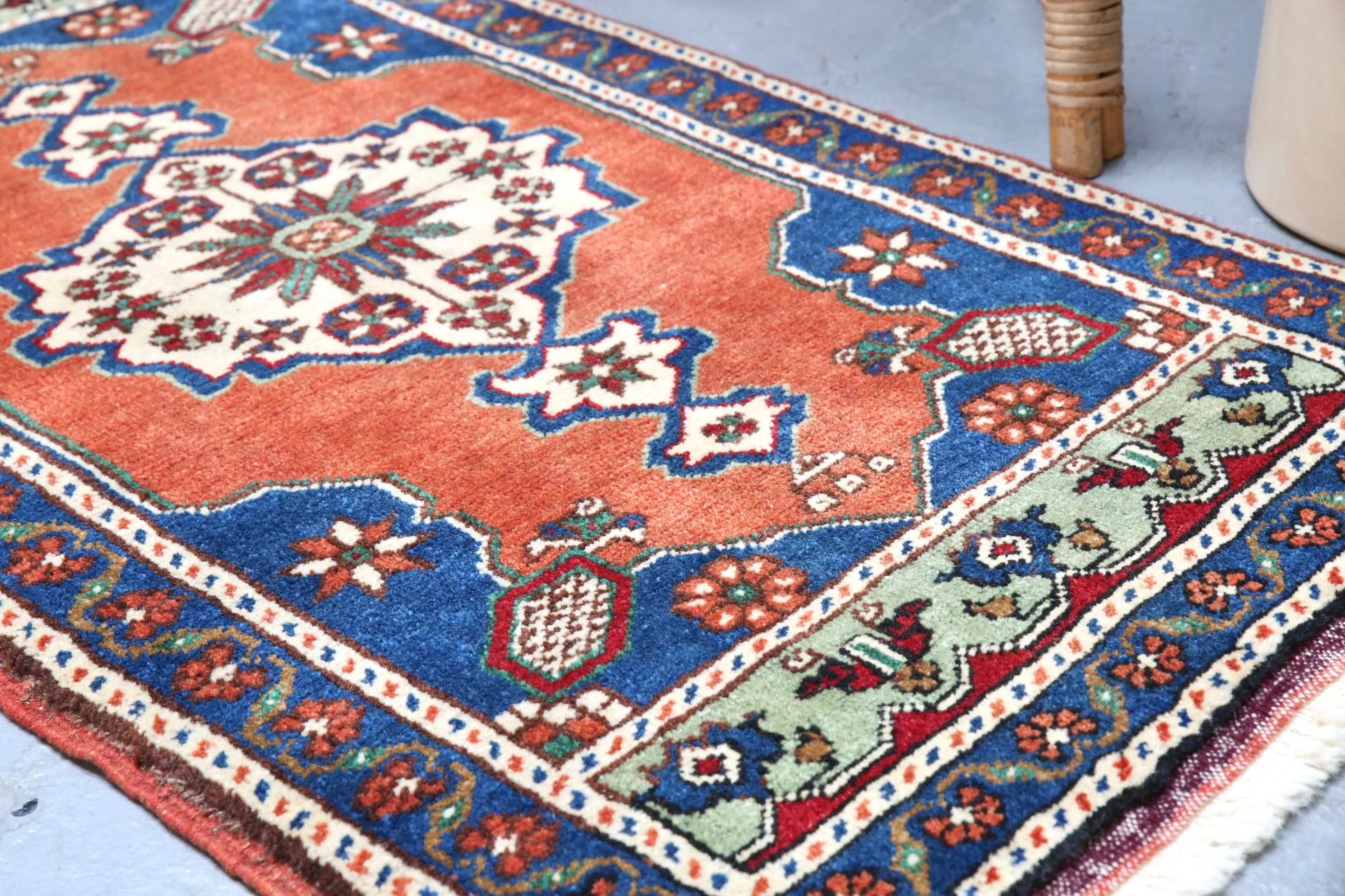 Vintage Mini Turkish Rug 2ftx3.4ft