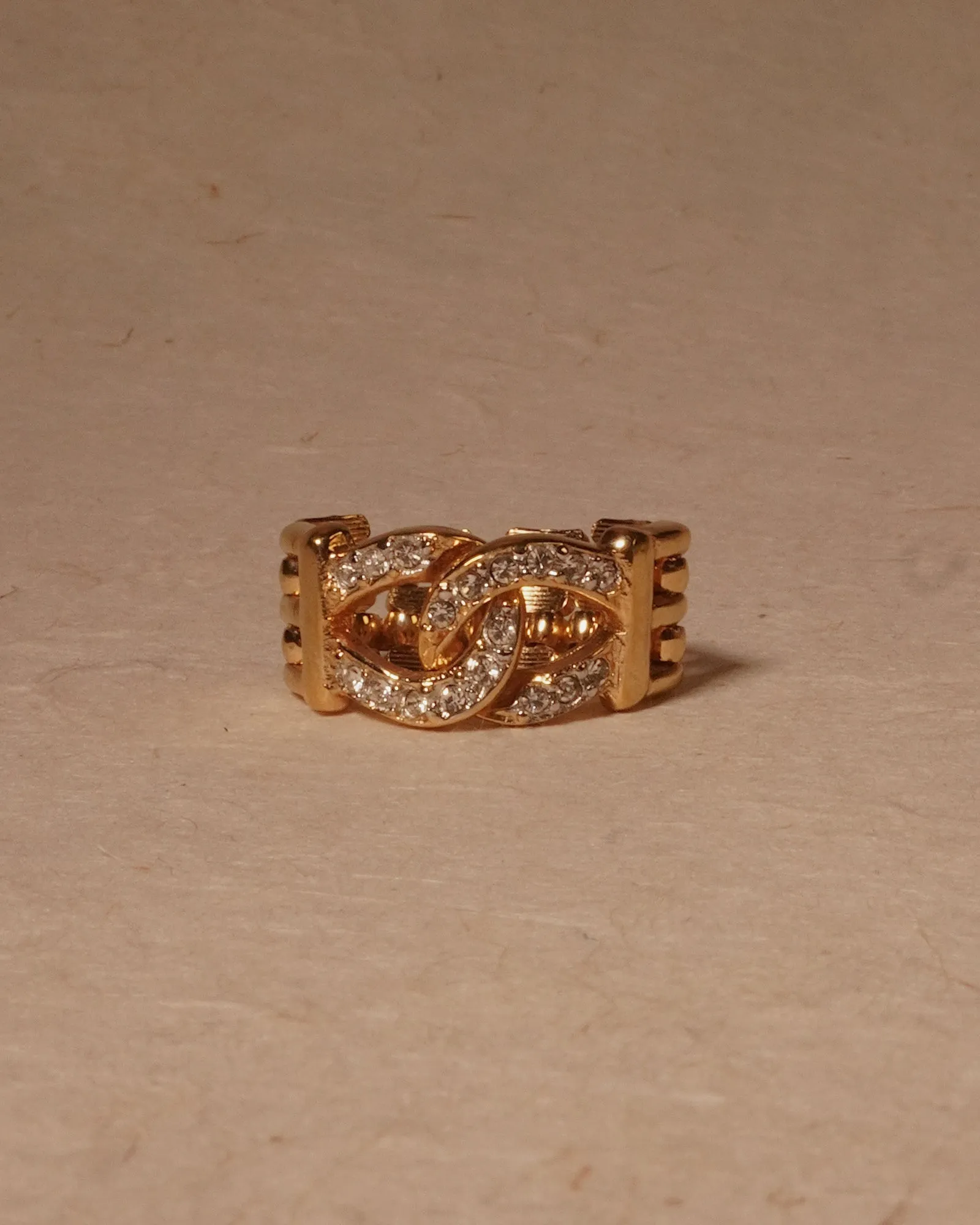 Vintage Pavé Chain Link Ring (Sz 4)