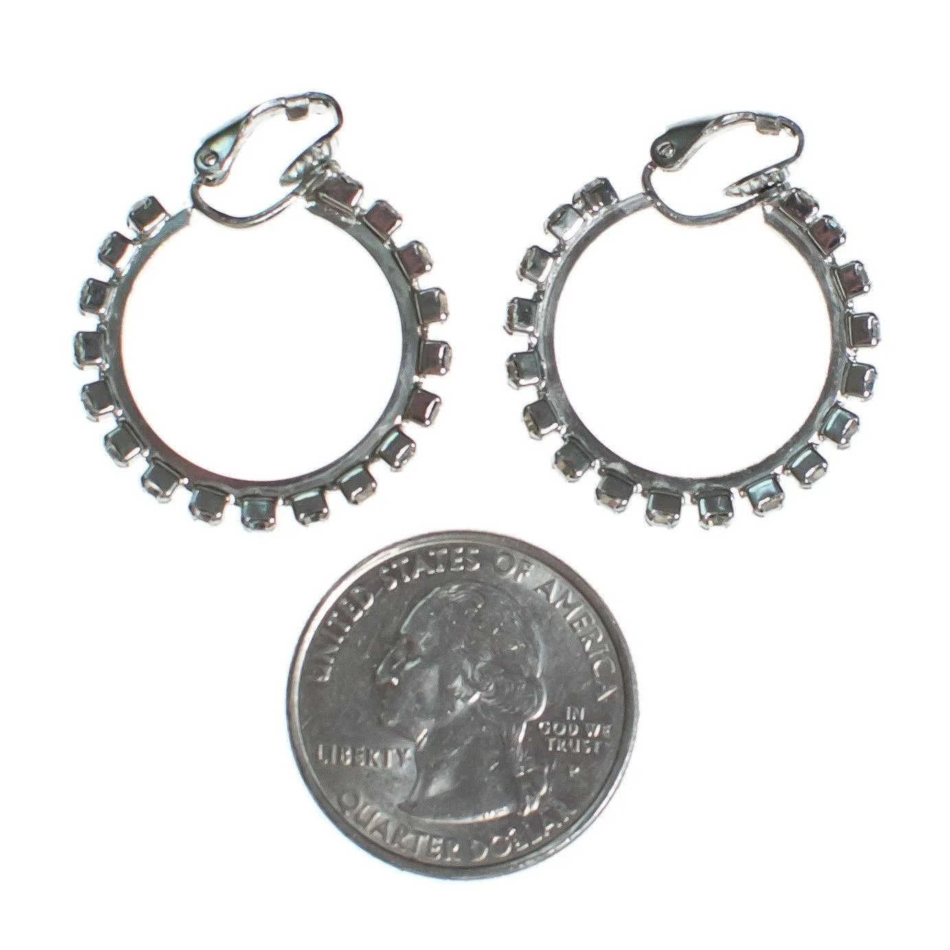 Vintage Rhinestone Hoop Earrings