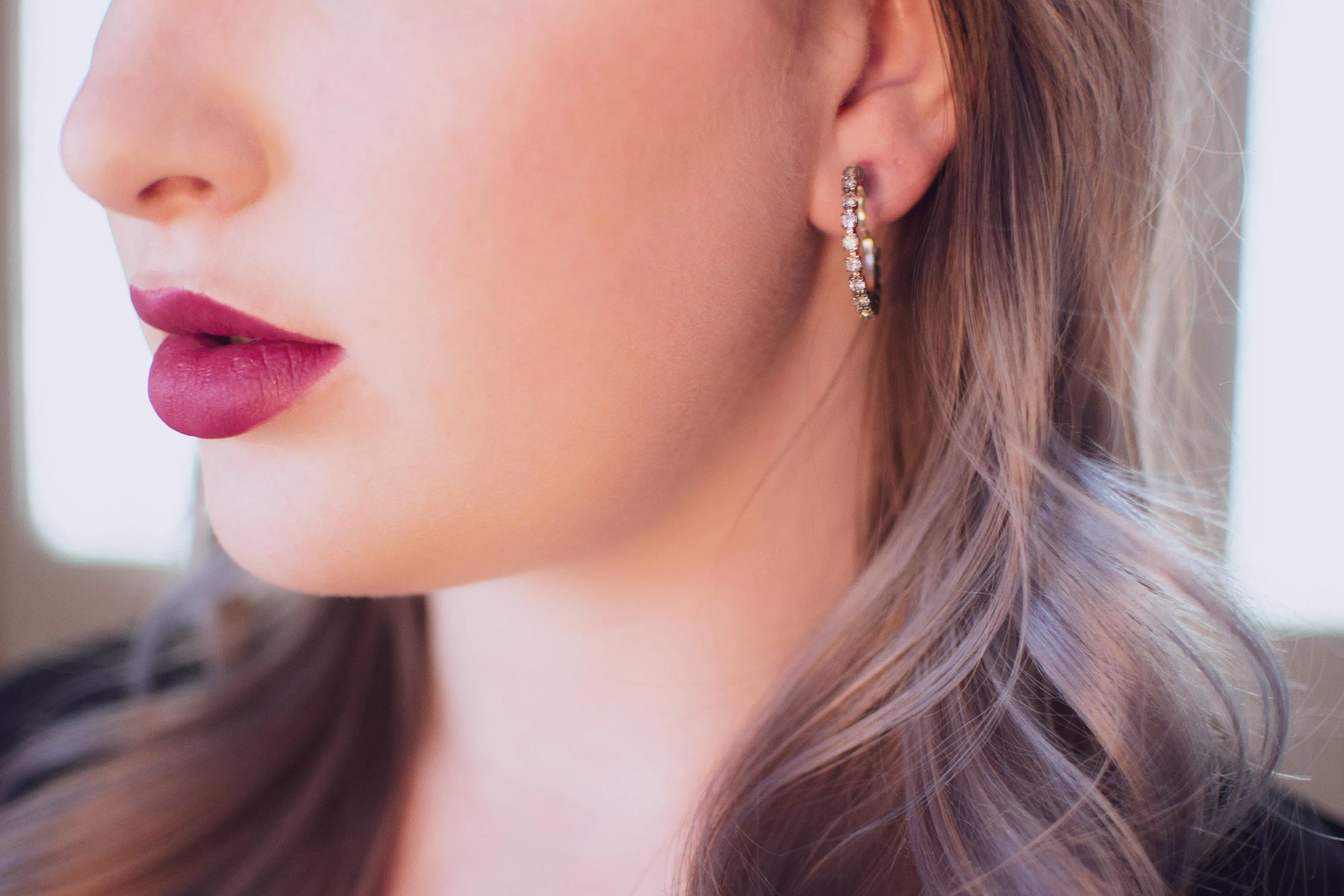 Vintage Rhinestone Hoop Earrings