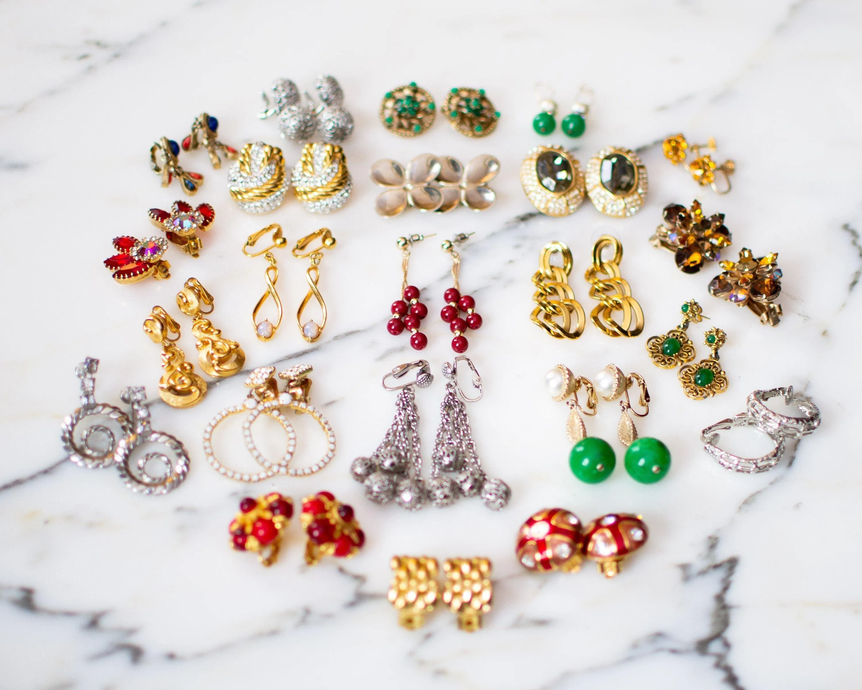 Vintage Rhinestone Hoop Earrings