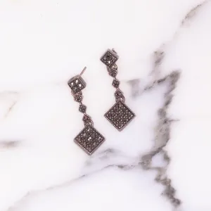 Vintage Sterling Sterling Silver and Marcasite Drop Earrings