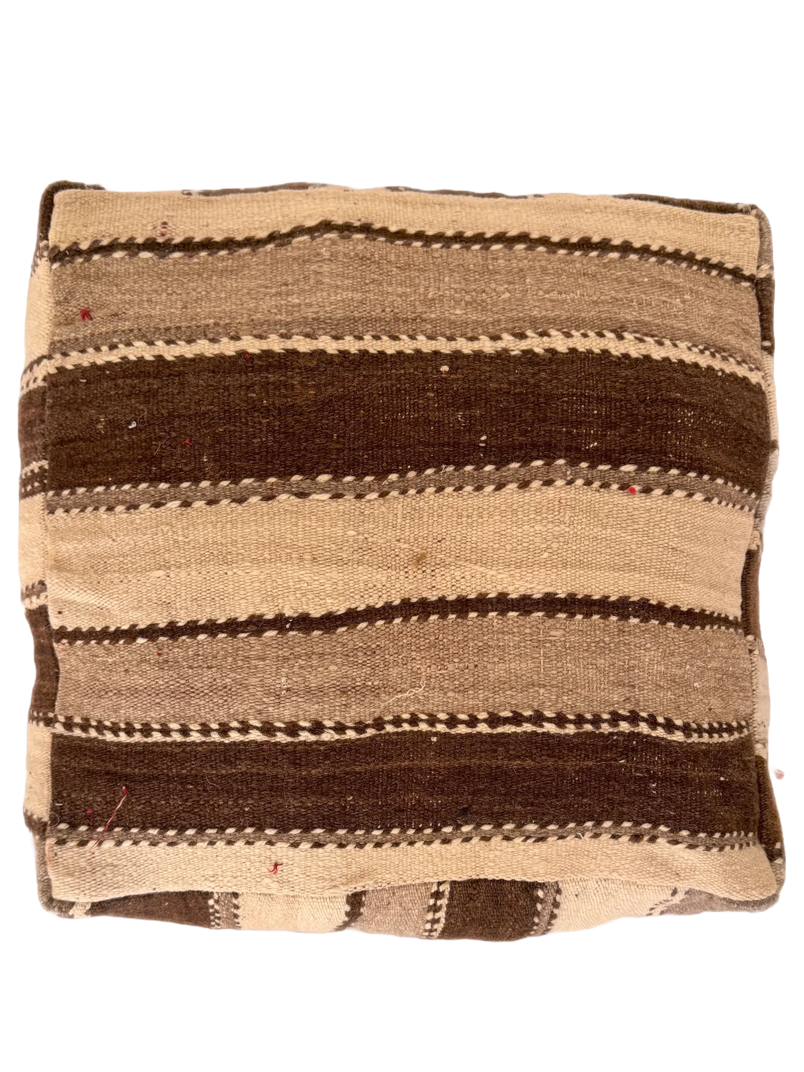 Vintage Striped Hanbel Pouf - Undyed