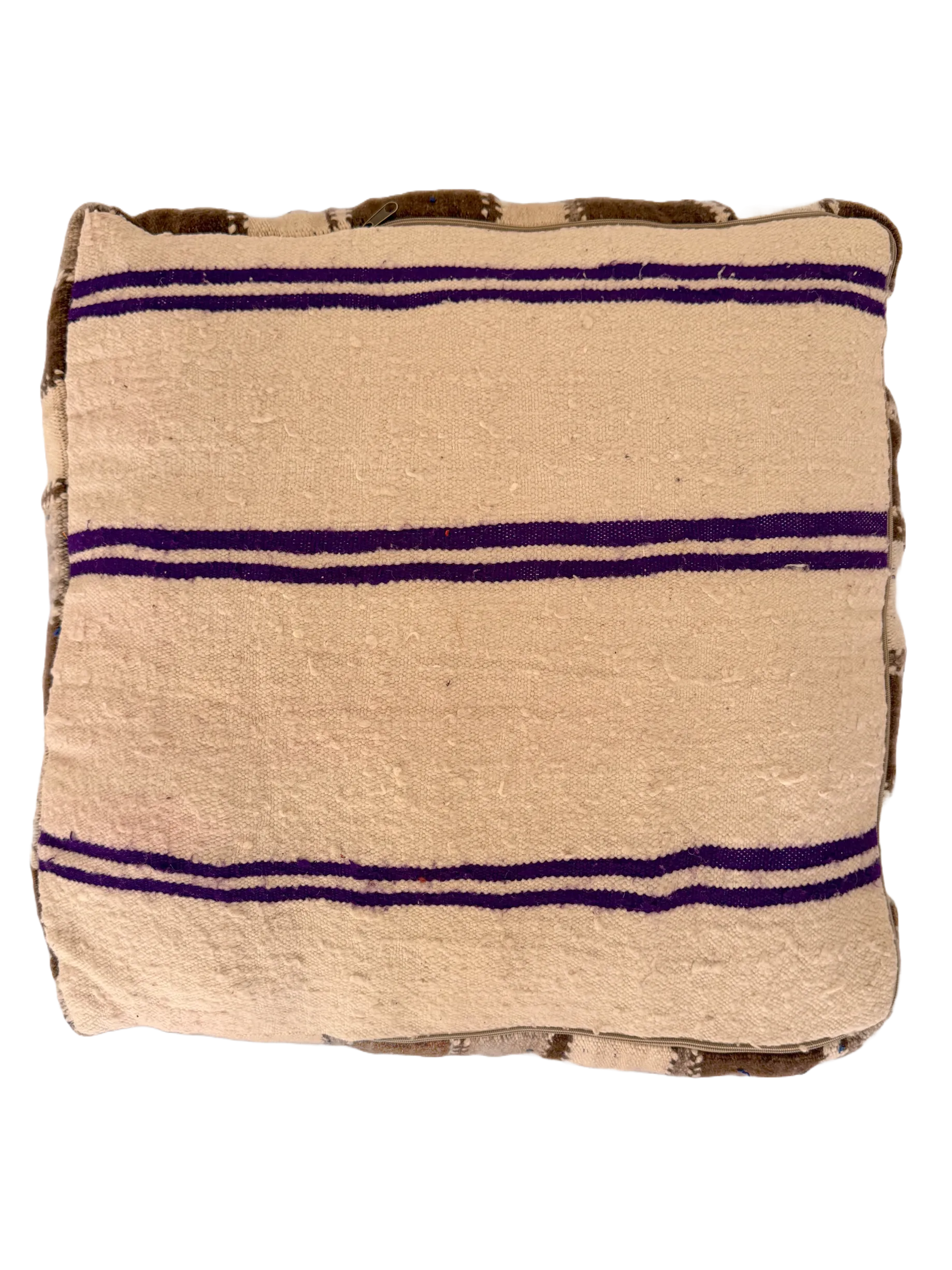 Vintage Striped Hanbel Pouf - Undyed