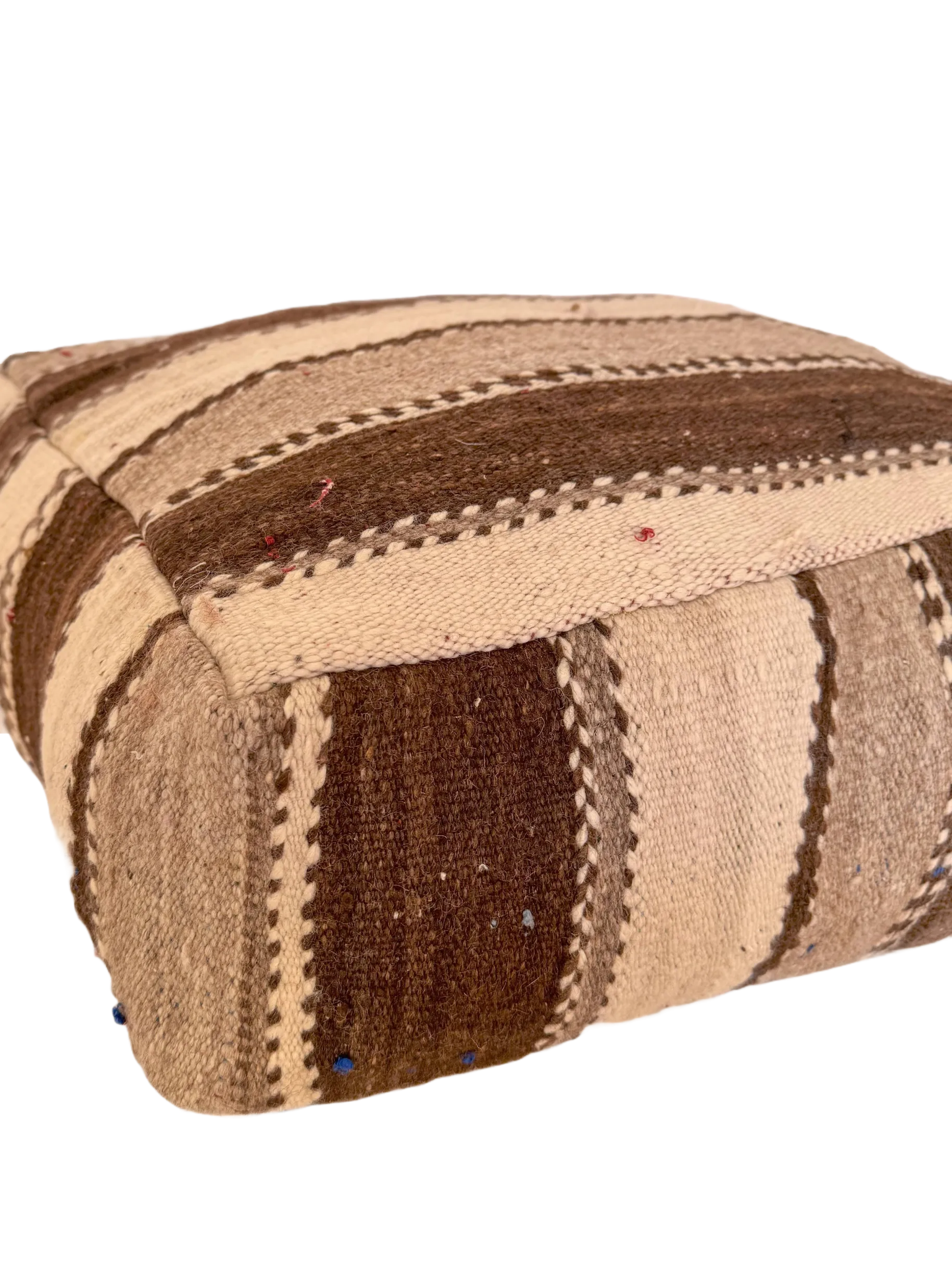 Vintage Striped Hanbel Pouf - Undyed