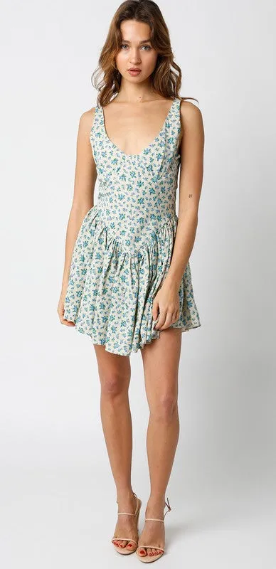 Violets are Blue Linen Floral Mini Dress