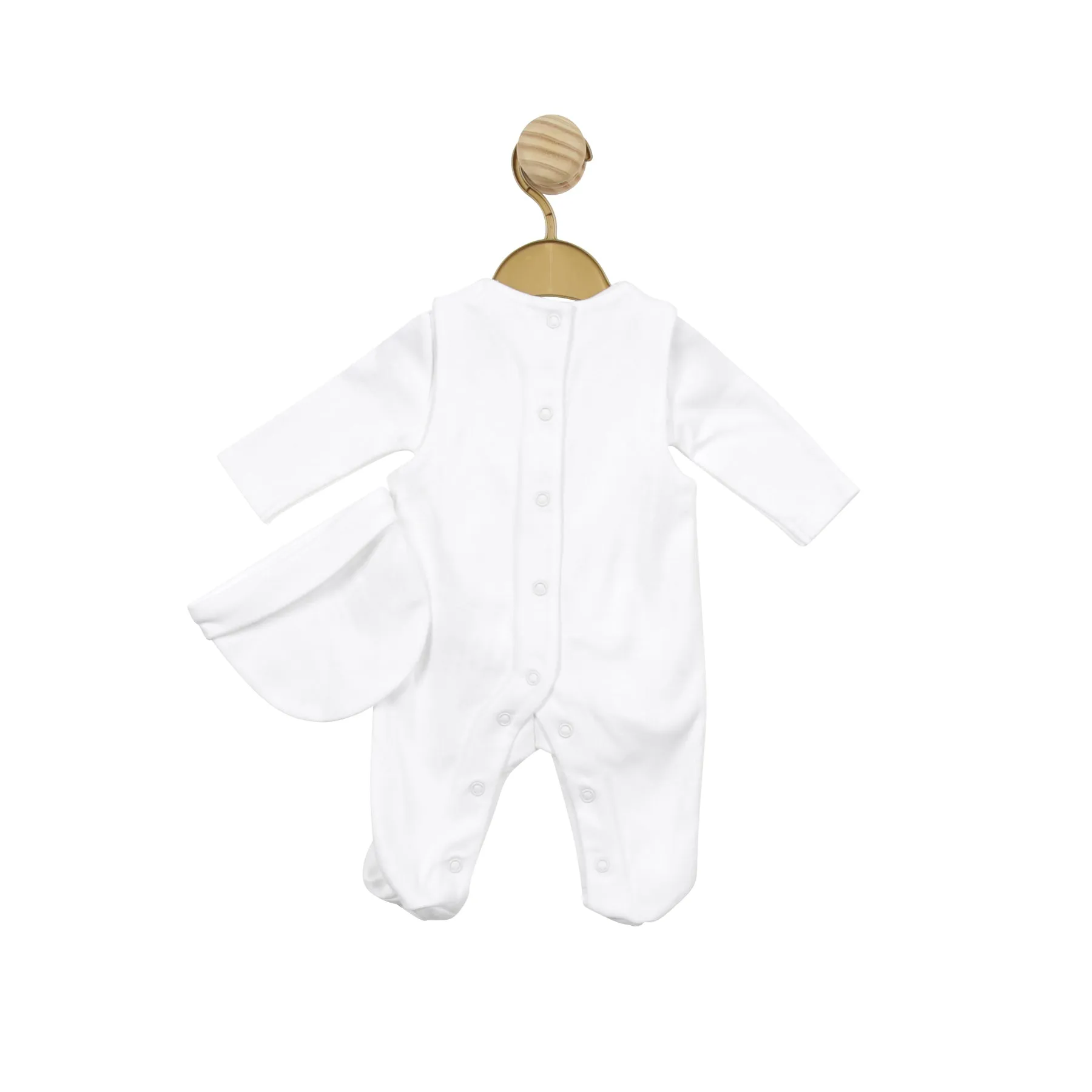 White Smocked Tiny Baby Body, Dungaree and Hat