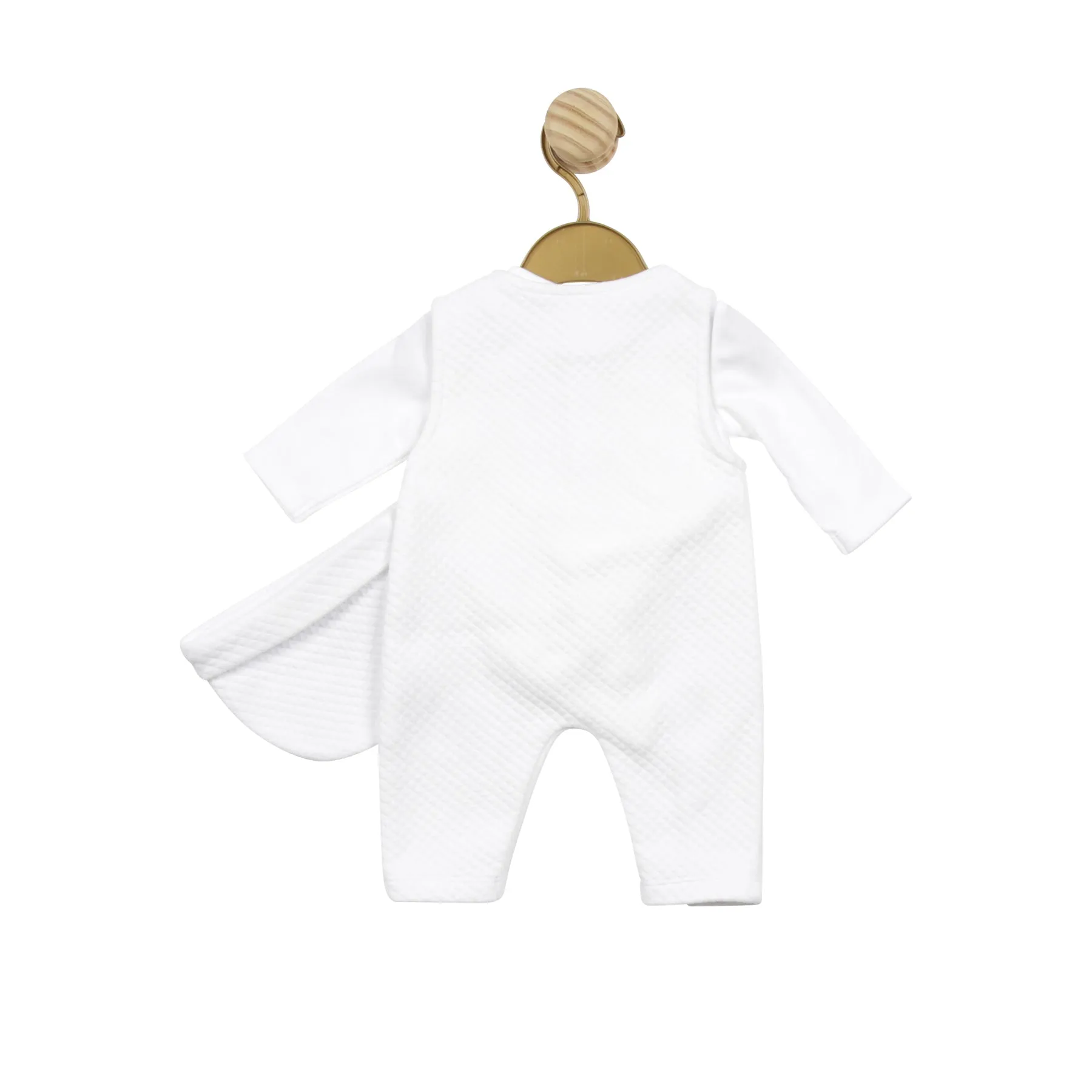 White Waffle Tiny Baby Body, Dungaree and Hat