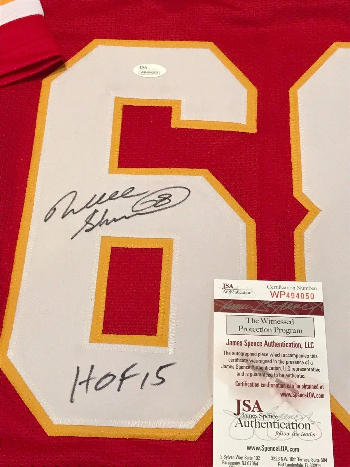 Will Shields Signed Autographed Kansas City Chiefs Football Jersey (JSA COA)