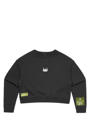 WOLFPACK UNLTD WOMEN CROP CREW SWEATER | BLACK