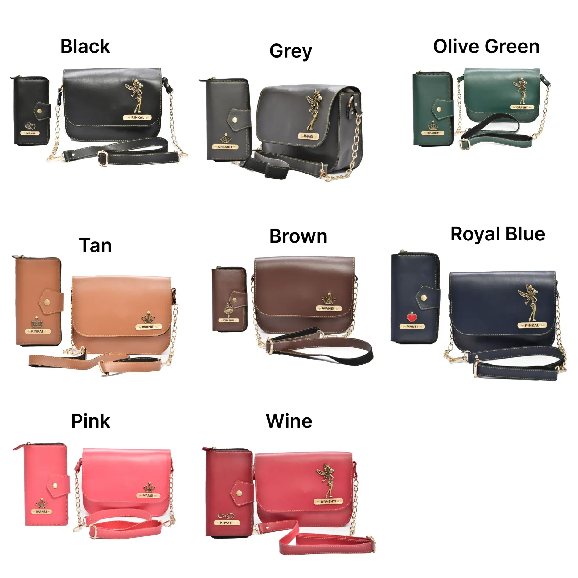 Women's Combo : Premium Lady Wallet & Chained Sling Bag - Olive Green
