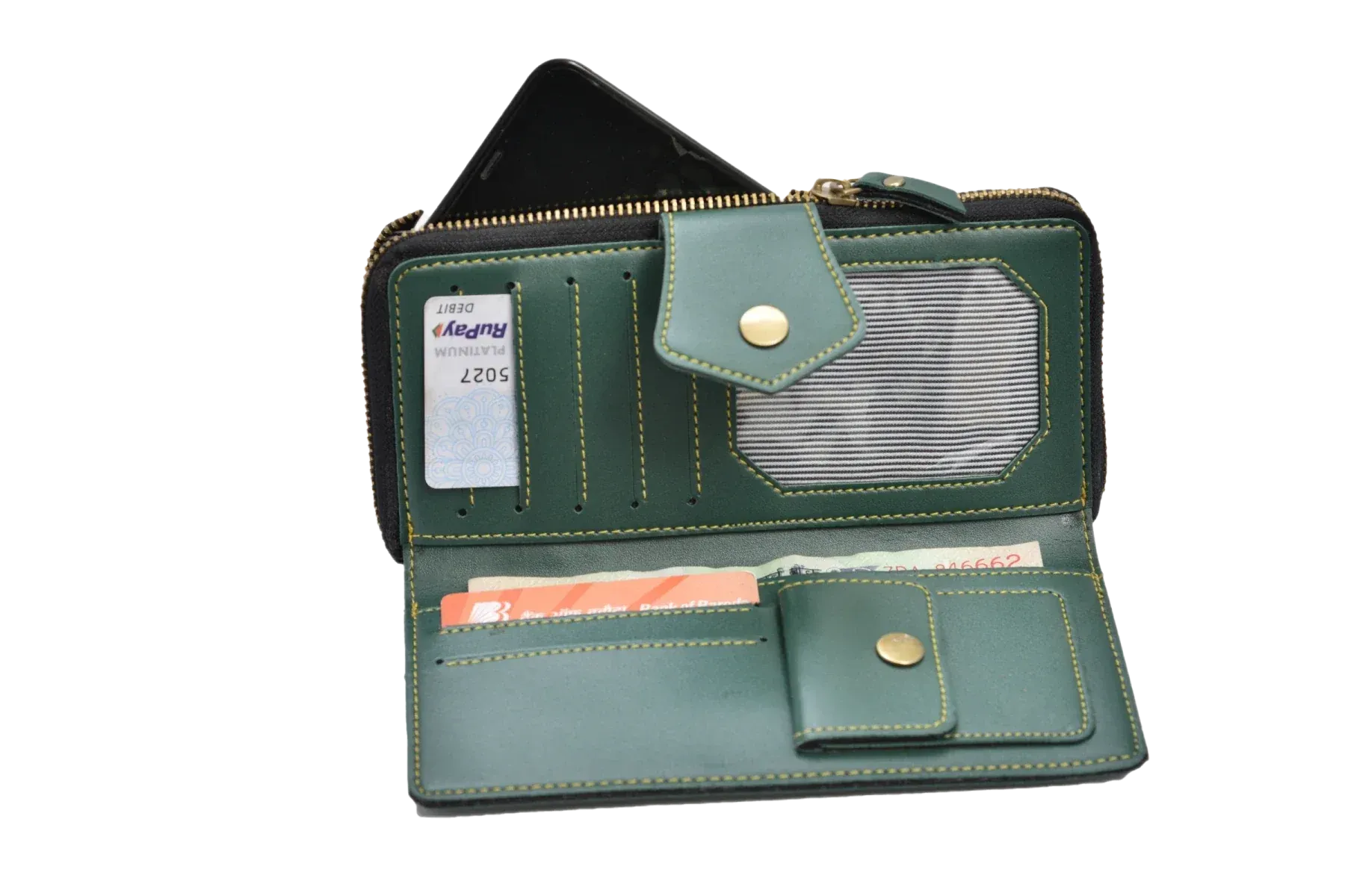 Women's Combo : Premium Lady Wallet & Chained Sling Bag - Olive Green