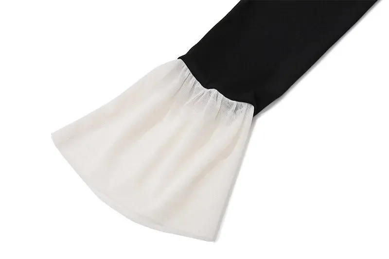 Women's Elegant Strapless Backless Sexy Mini Dress Off-Shoulder Long Flare Sleeve Pleated Clubwear Party Dress