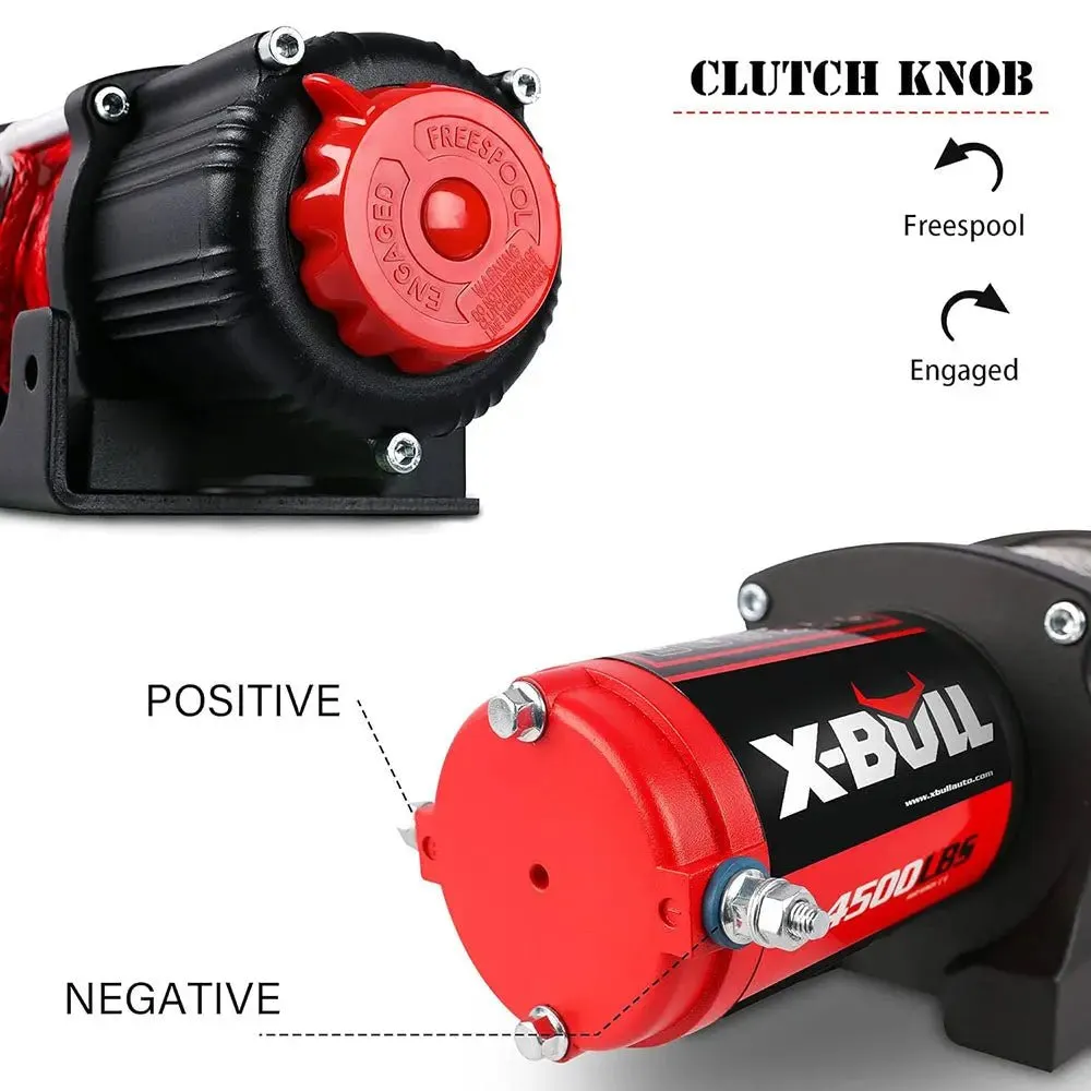 X-BULL Electric Winch 4500 LBS 12V Synthetic Rope ATV UTV Boat Truck 4WD