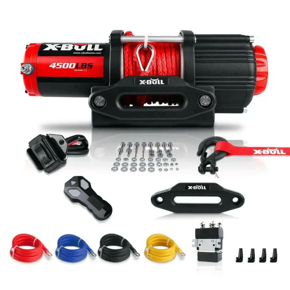 X-BULL Electric Winch 4500 LBS 12V Synthetic Rope ATV UTV Boat Truck 4WD