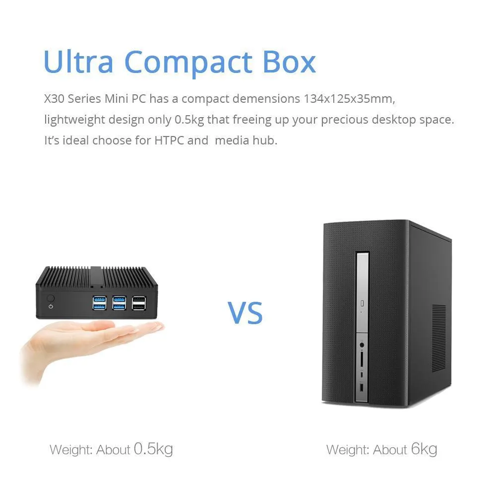 XCY Windows 10 Dual Core HDMI VGA WiFi Mini Desktop