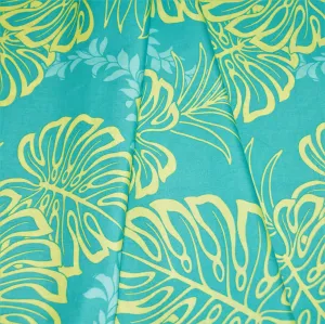 Yellow Monstera Leaf overlay on Teal