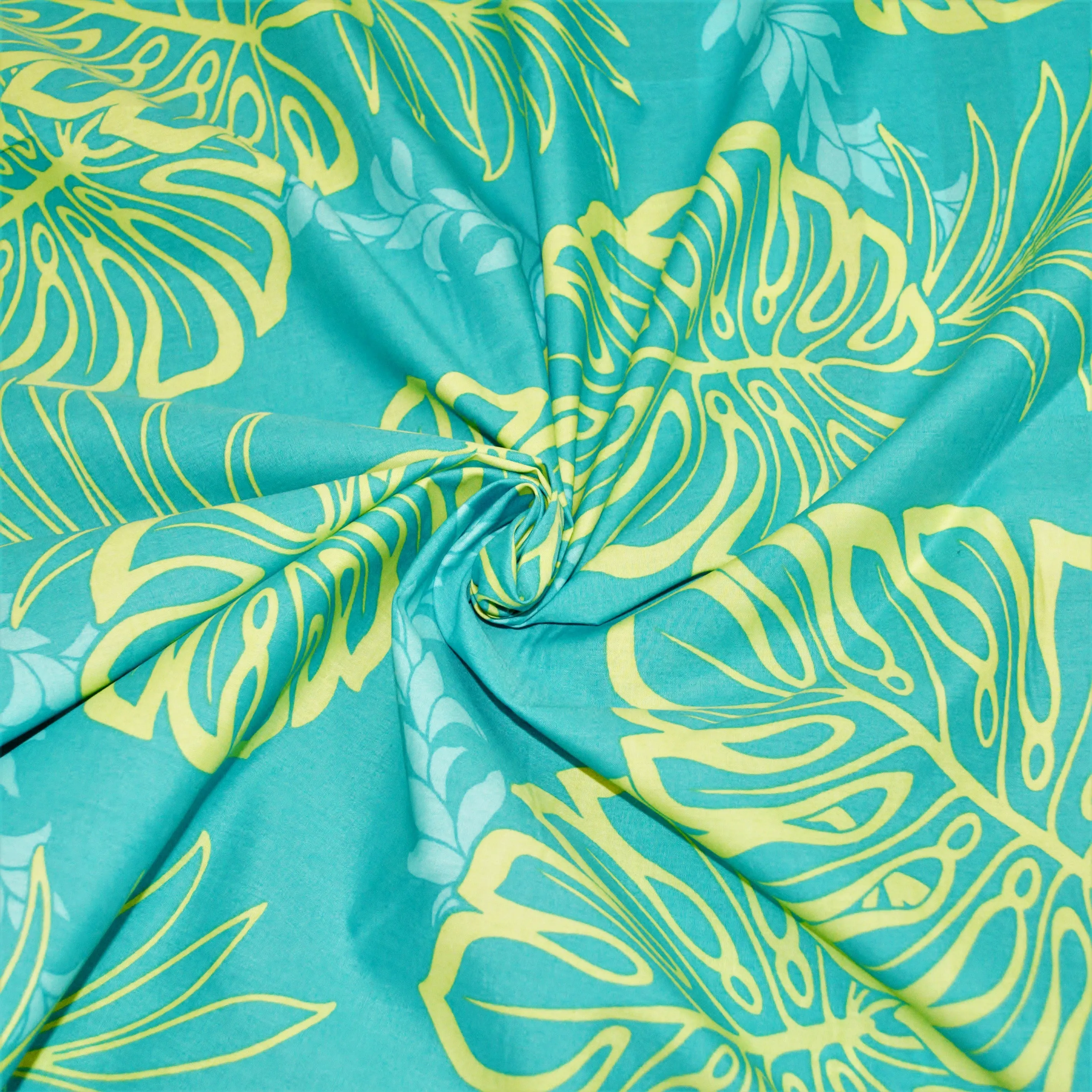 Yellow Monstera Leaf overlay on Teal