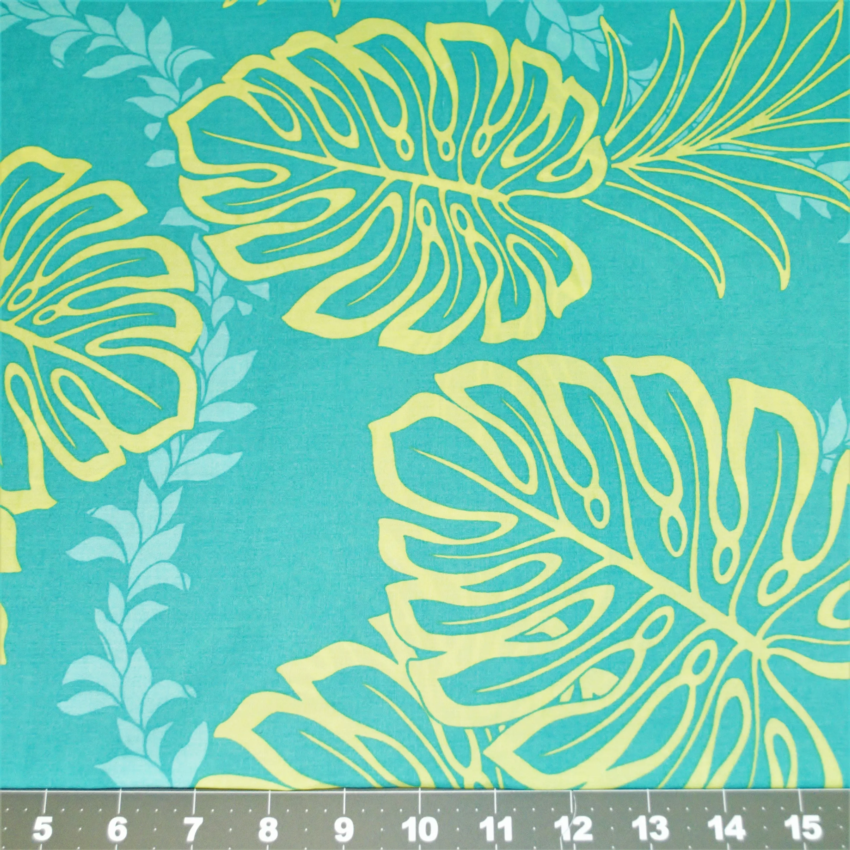 Yellow Monstera Leaf overlay on Teal