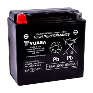 YTX14H Non-DG Factory Sealed Battery Made in USA Yuasa (EYTX14HFA)